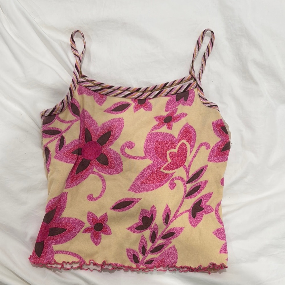 Floral Pink and Cream Women's Top